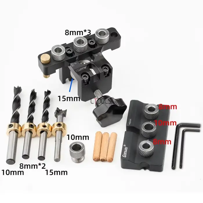 Kit maître de gabarit de perçage de précision 3-en-1 pour chevilles et came, guide de perçage de tro