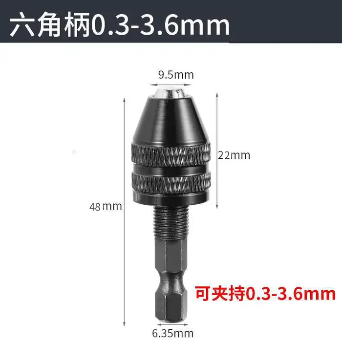 Mandrin de perceuse sans clé, tournevis à percussion, adaptateur, tête de tournevis, micro moteur, s