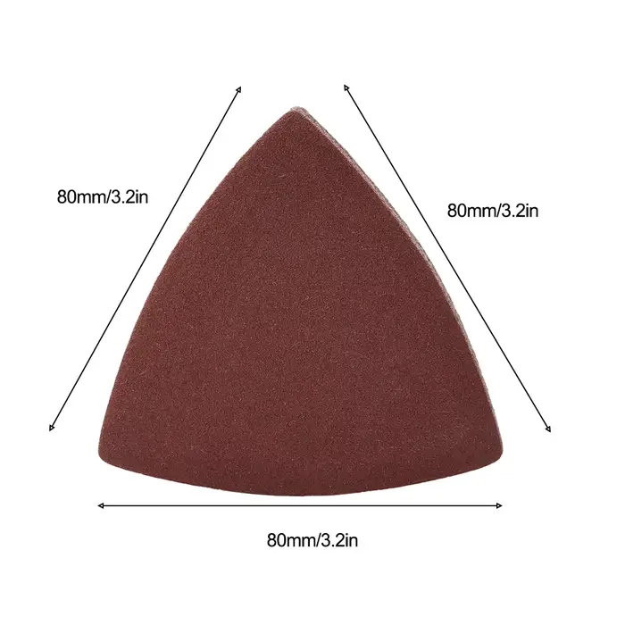 40 pièces 80mm Triangle papier de verre ajustement 3-1/8 pouces