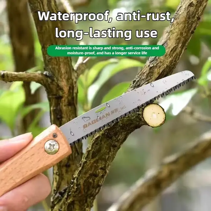 Mini scie manuelle pliable avec poignée en bois antidérapante