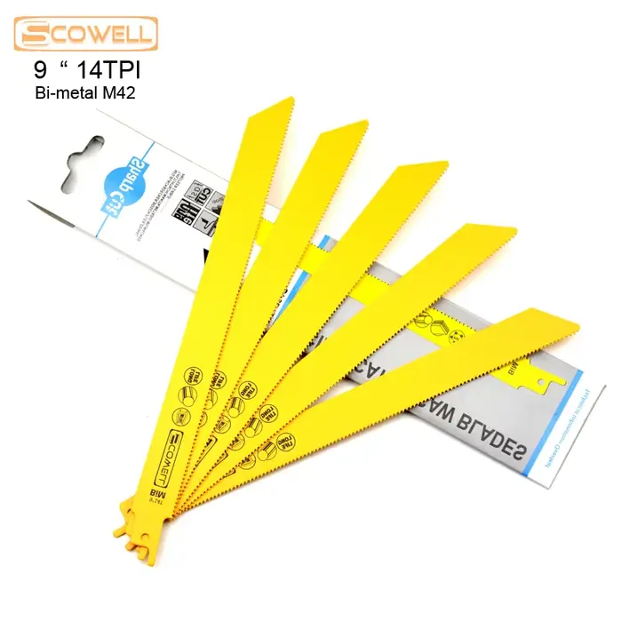 HSS bimétallique M42 Cobalt 8% haute Flexible 9 pouces 14TPI sabre lames de scie alternative clou en métal coupe de palette de bois