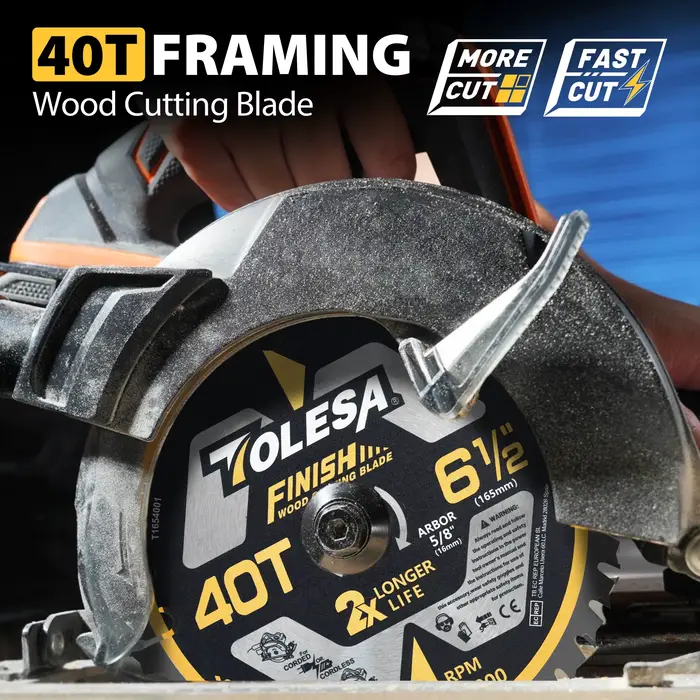 TOLESA Lot de 3 lames de scie circulaire de 6-1/2 po (40T / 60T) pour la découpe du bois