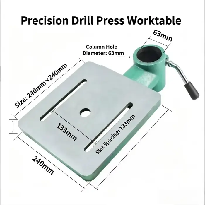 Table de travail en fonte pour perceuse sur colonne avec connecteur en T à serrage universel, surface de travail pour perceuse, pièces détachées pour perceuse