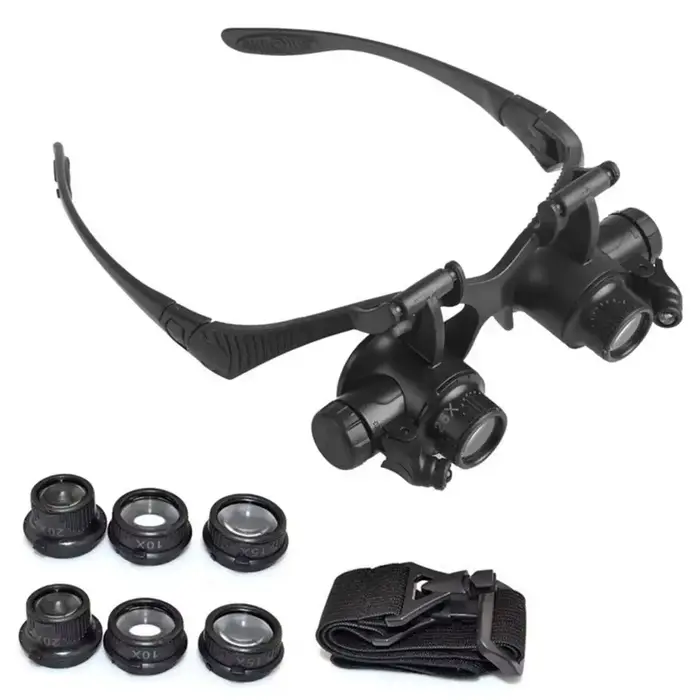 Nouveau bandeau lumière LED lunettes Loupe 10X 15X 20X 25X Double lentille de Loupe pour horloger bi