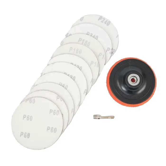 12 pièces 4 pouces disques abrasifs 60-240 grain tampon de polissage M10 Kit d'adaptateur de forage outils