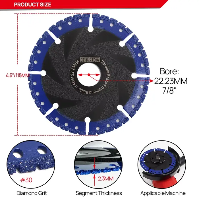 DT-DIATOOL 1/2pcs Dia 115mm scie sphérique brasé universel disque de coupe en acier tuyau fer barre 