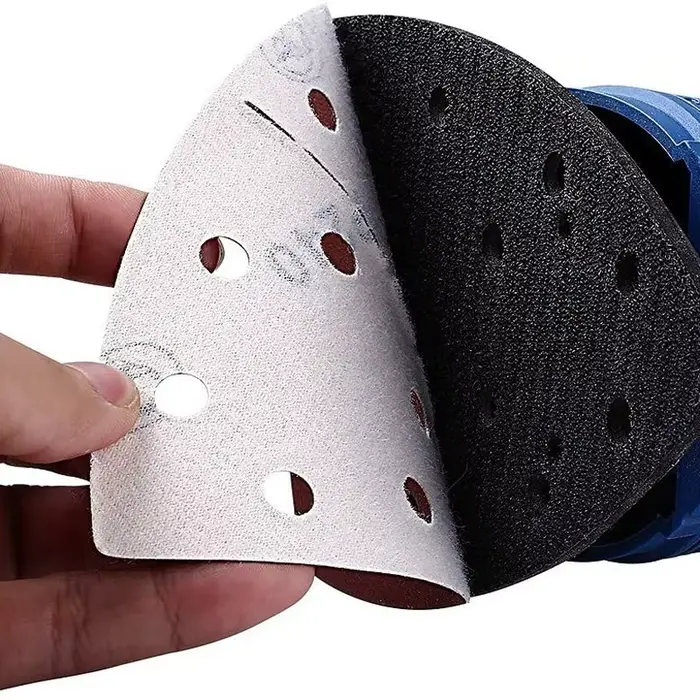 10pc souris détail ponceuse papier de verre 11 trous papier abrasif triangulaire pour multi ponceuse