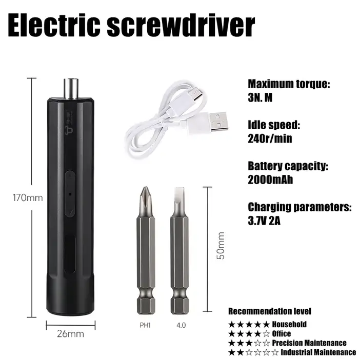 Tournevis électrique Portable sans fil avec 2 Mini perceuse, embout magnétique, réparation à domicil