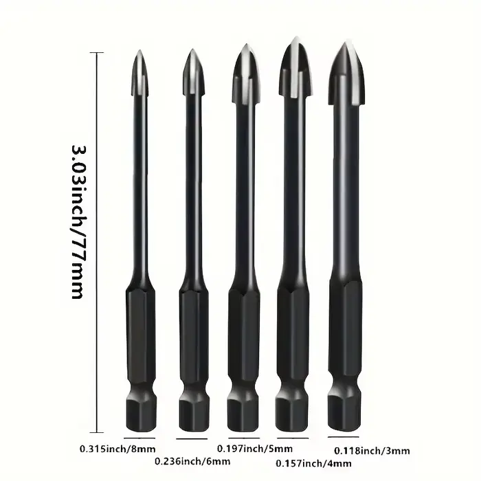 Mèches hexagonales croisées pour carrelage, verre, céramique, ouvre-trou pour béton, alliage Triangle, taille 3/4/5/6/8/10/12mm, forets pour verre