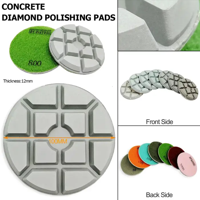 DIATOOL disque de ponçage 3 pièces/ensemble tampons de polissage diamant résine liaison béton disques