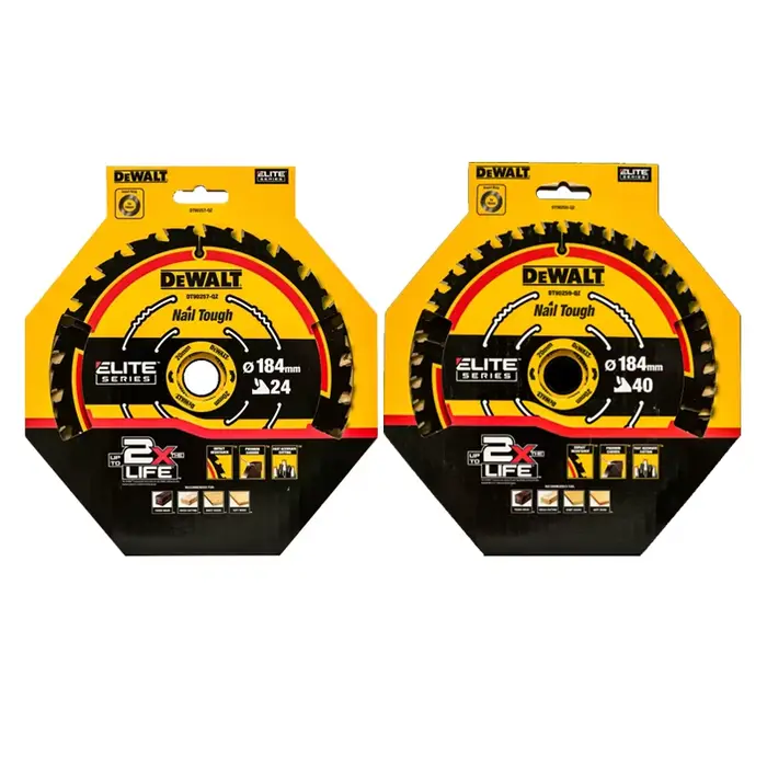 Lame de scie circulaire DEWALT DT90257 DT90259 184 mm 24T Extreme 2X Life, lame de scie à pointe en carbure pour la coupe du bois