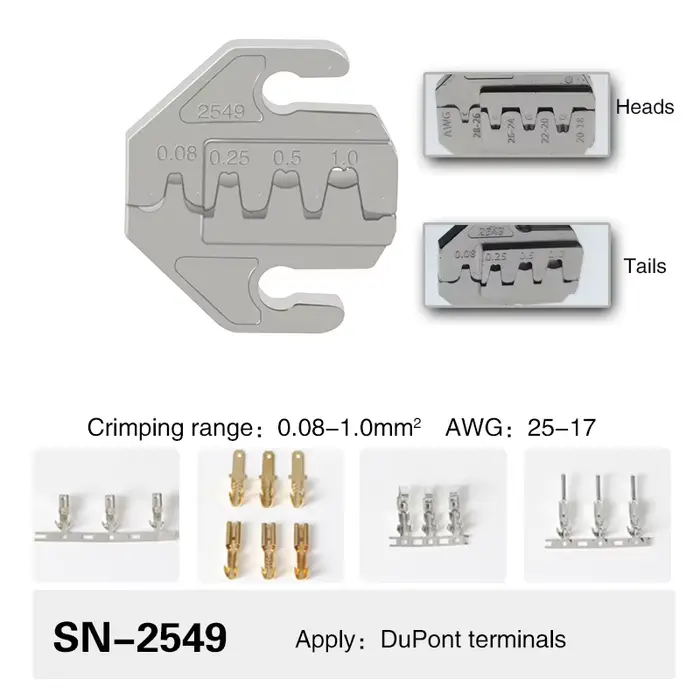 Jeu de pinces à sertir, mâchoires à fente de 4mm, SN-48BS/58B/02C/2546B/2549 /06/X6/06WF/03H, utilis