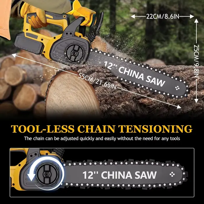 Tronçonneuse électrique portative sans fil de 12 pouces pour la coupe du bois de branche d'arbre pour batterie DeWalt 20v