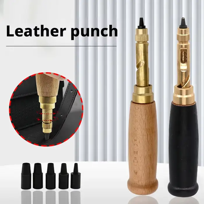 Perforateur automatique de cuir avec manche en bois