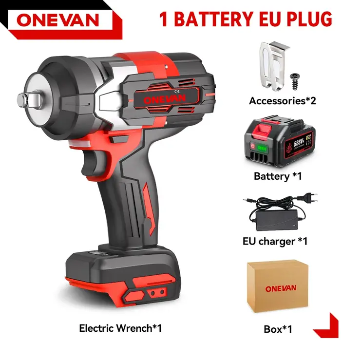 ONEVAN 8000 tr/min 2800N.M clé à chocs électrique sans brosse tournevis de réparation de voiture sans fil perceuse outil
