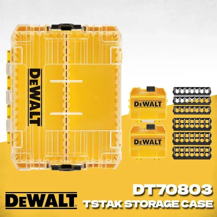 DEWALT DT70803 grande boîte à outils de rangement avec séparateurs amovibles organisateur de petites pièces étui empilable Transparent DT70803-QZ