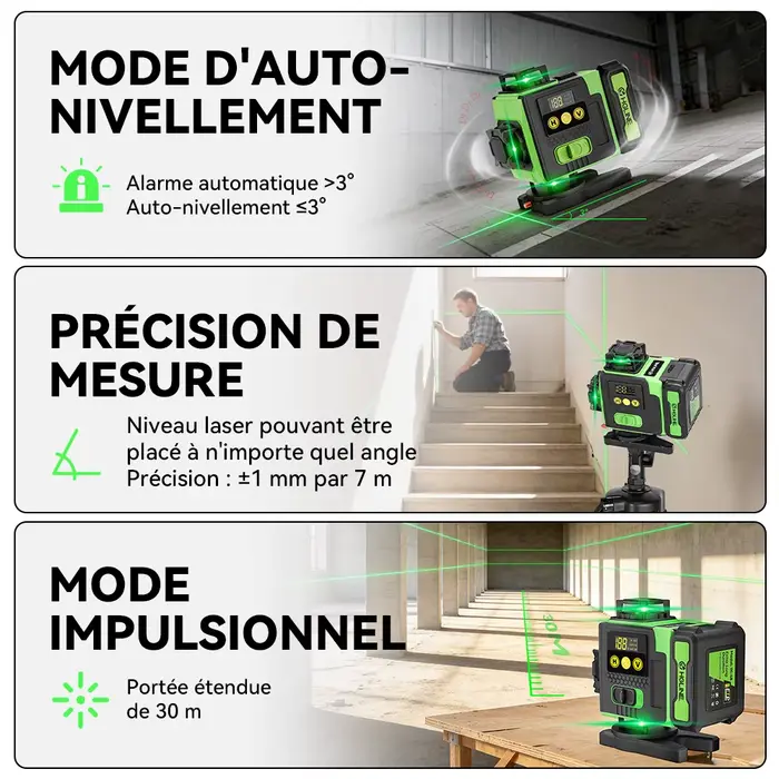 HGLINE 16 lignes niveau Laser APP télécommande niveaux horizontaux verticaux affichage de puissance de la Machine nivell