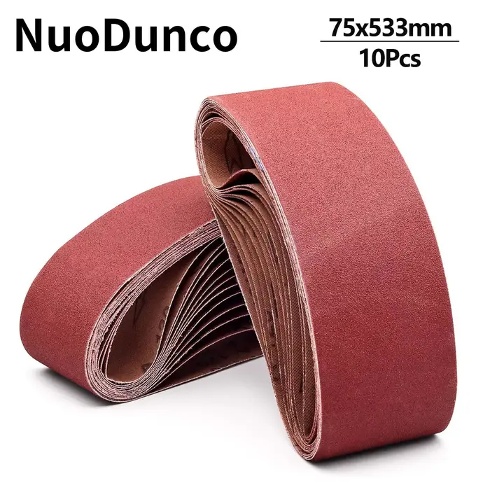10 pièces 75x533mm bandes abrasives 40/60/80/120/180/240/320 grain pour ponceuse à bande outil abrasif bois métal mou polissage meulage
