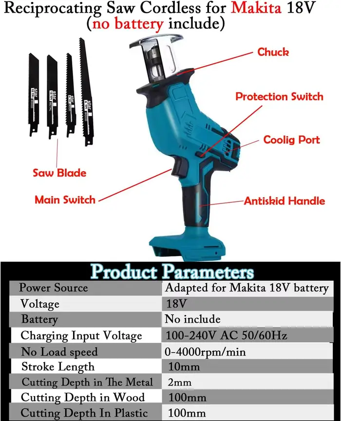 Scie sauteuse sans fil pour batterie Makita 18 V LXT