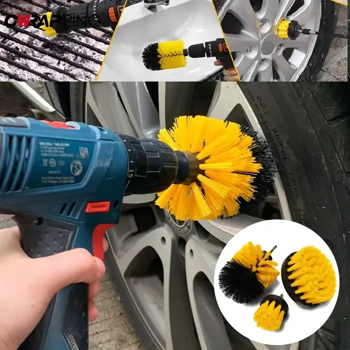 Ensemble de brosses de nettoyage rondes en Nylon pour perceuse électrique
