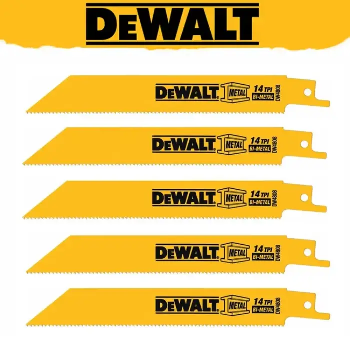 Lames de scie sabre DEWALT DW4808, lot de 5, 6 pouces, pour la coupe du bois, du PVC, des métaux lou