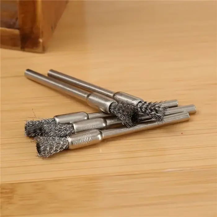 5/10 pièces brosses à crayons en acier inoxydable monté fil roue mandrin ensemble Dremel accessoire 