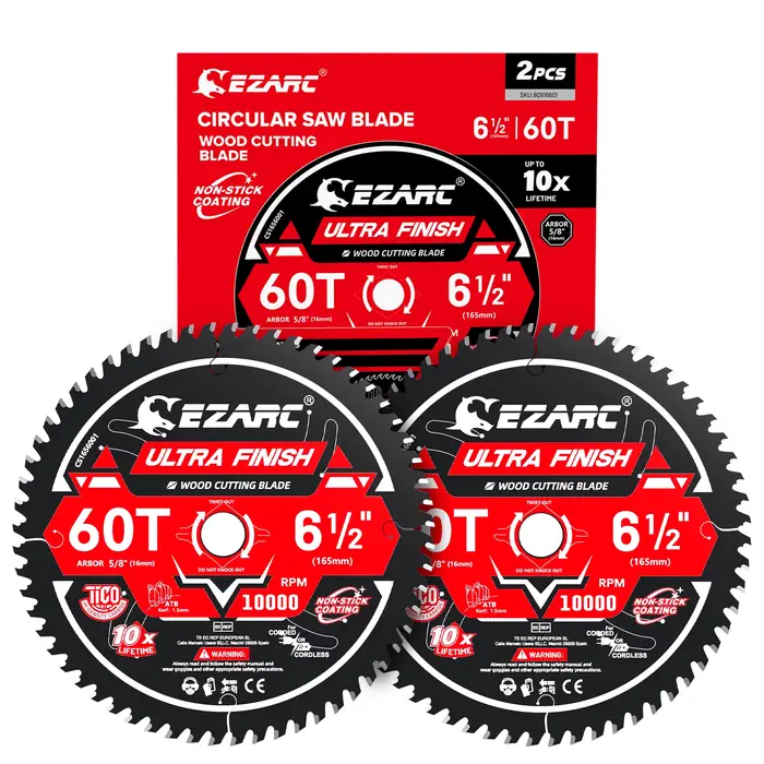 Lame de scie circulaire EZARC 60T – Durée de vie 10 fois supérieure, coupe ultra-fine de 1,5 mm, rev