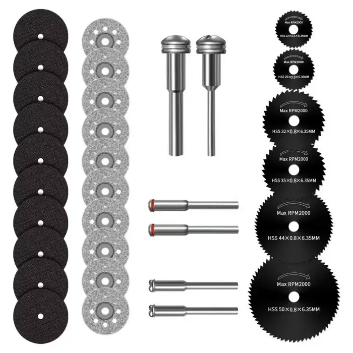 Disques de coupe pour outil rotatif Dremel, 3 lames de scie différentes, coupe du bois/métal/plastiq