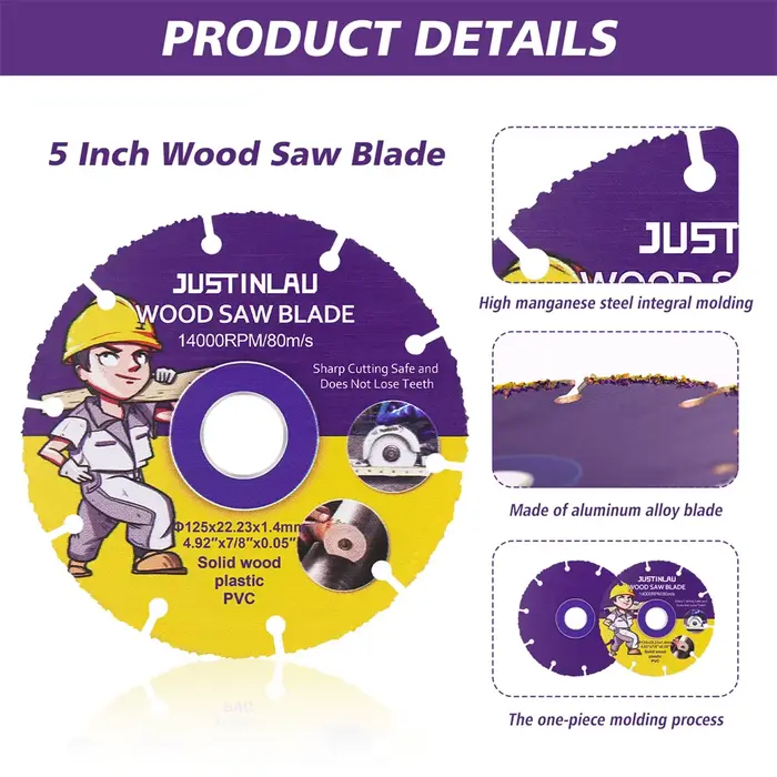 JUSTINLAU 115mm/125mm lame de scie circulaire disques de roue pour la coupe du bois disque