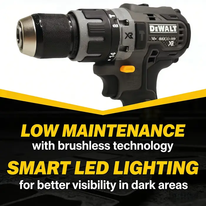 Perceuse-visseuse compacte sans balais DEWALT DCD791 : Outil électrique sans fil rechargeable multifonctionnel pour des applications polyvalentes