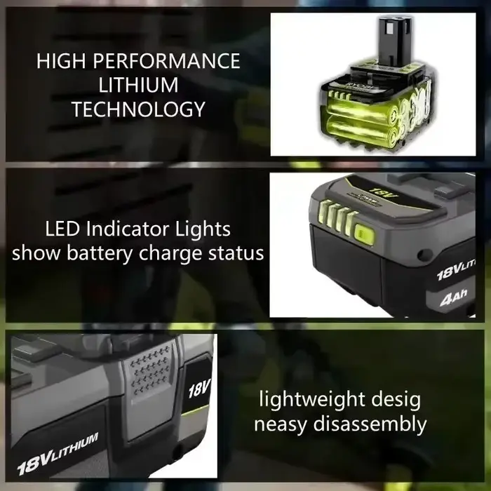 Nouvelle batterie au lithium puissante RYOBI 18V 6.0Ah 8.0Ah P104 P105 P107 P108 P109 à faible autodécharge, compatible avec tous les outils 18V