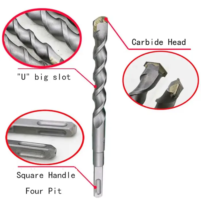 Lot de 4 forets à percussion SDS spirale rapide pour maçonnerie
