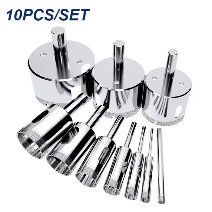 10 pièces 3-50mm diamant enduit foret scie cloche pour verre marbre granit pierre carrelage céramique trou