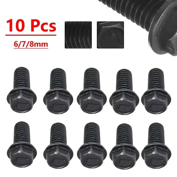 Vis de lame de scie M8 M7 M6, filetage gauche, bride hexagonale 6mm/7mm/8mm pour Machine à découper, pièces d'outils haute résistance et dureté 10 pièces