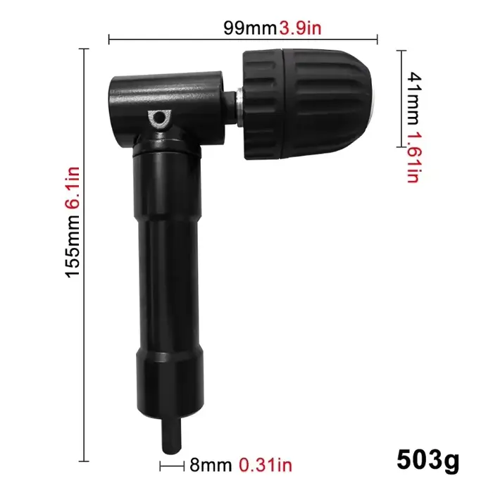 Outil d'angle électrique à 90 degrés noir pour perceuse