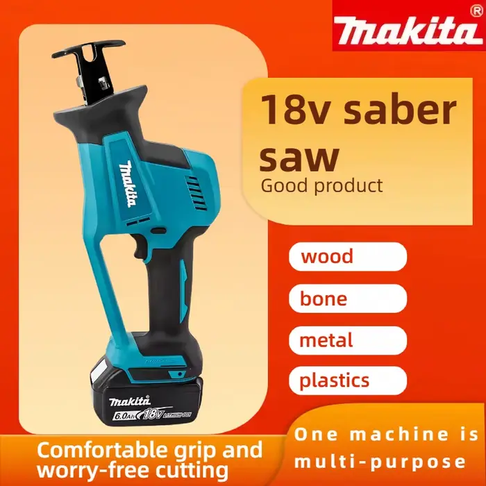 Scie sauteuse sans fil Makita DJR189 18V - Outil électrique rechargeable sans balais pour la coupe du bois et du métal