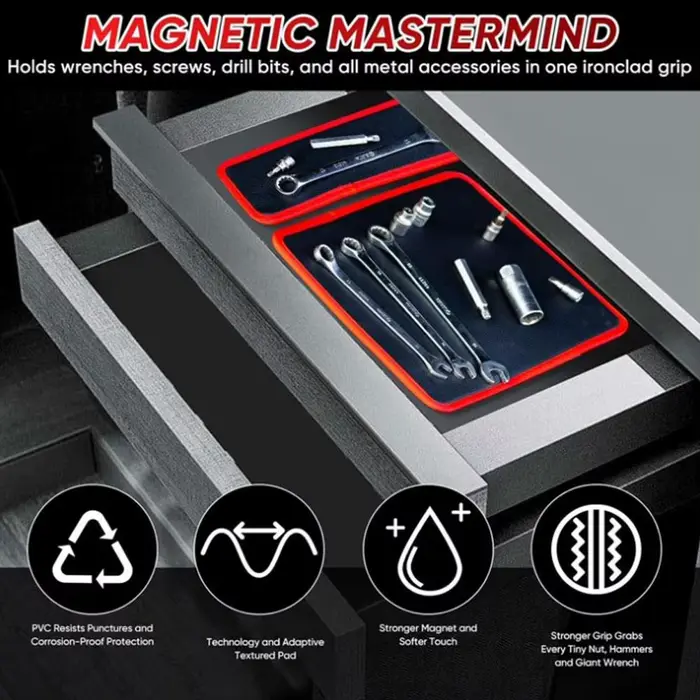 Support magnétique flexible pour outils et tapis de rangement pour mécaniciens