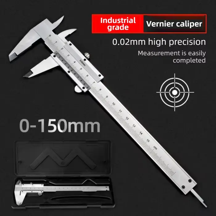 Pied à coulisse Vernier 0-150 mm 0-6 pouces en acier inoxydable haute précision avec jauge en plastique pour la mesure