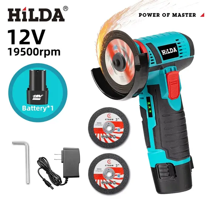 HILDA 12v Mini meuleuse d'angle 3 pouces outil électrique sans fil pour couper le polissage et le meulage du diamant