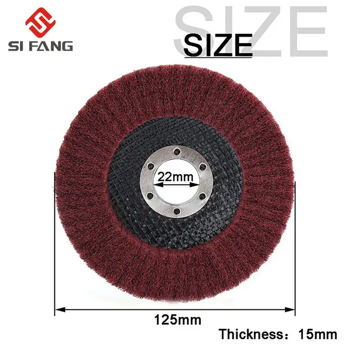 Roue de polissage à lamelles en Fiber de Nylon de 125mm, disque de meulage Non tissé pour meuleuse d