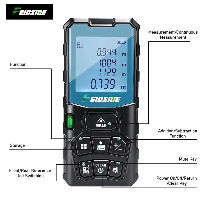 Télémètre laser portatif FEIDSIDE 50M/120M avec écran LCD