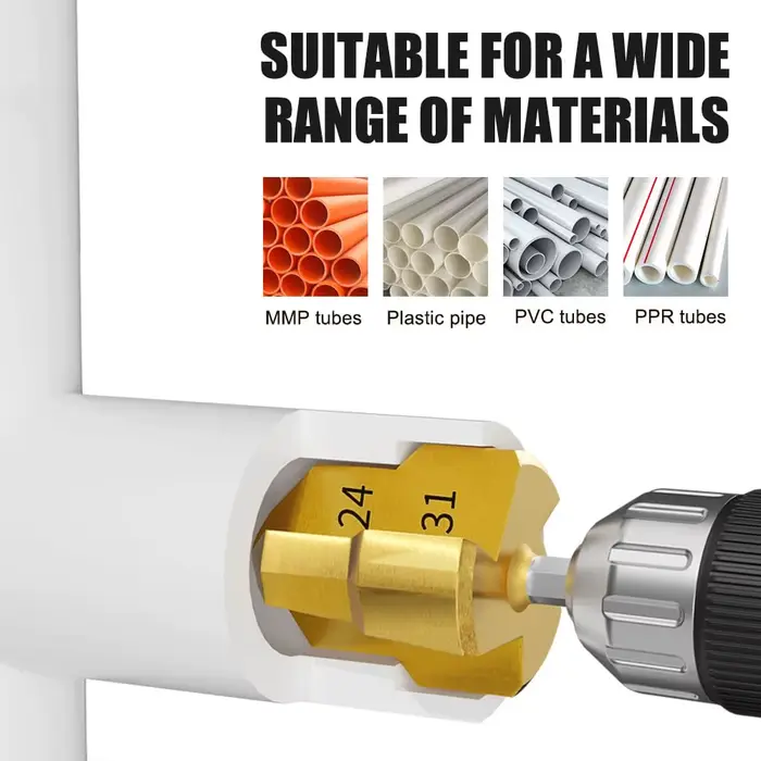 Foret d'élargissement hexagonal PPR 24-31/18-24/15-19 pour tuyaux d'eau/électricité