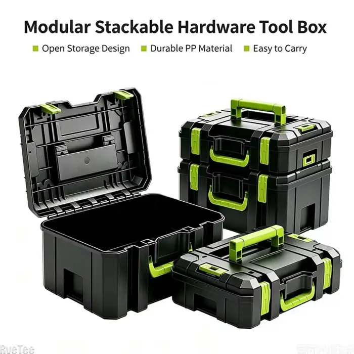 Boîte à outils multifonctionnelle grande capacité empilable, boîte de rangement élargie pour quincaillerie, organisateur de boîte à outils, rangement de garage