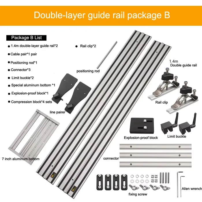 Rail de guidage universel double couche pour scie circulaire électrique