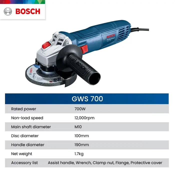Bosch GWS700 meuleuse d'angle électrique 12000 tr/min rectifieuse portative multifonctionnelle pour le polissage des métaux outils électriques de coupe