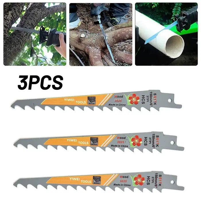 Lames de scie sauteuse HCS 3-TPI de 6 pouces (lot de 3) pour une coupe rapide du bois, des coupes co