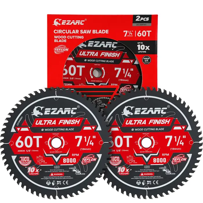 Lame de scie circulaire EZARC 60T – Durée de vie 10 fois supérieure, coupe ultra-fine de 1,5 mm, rev