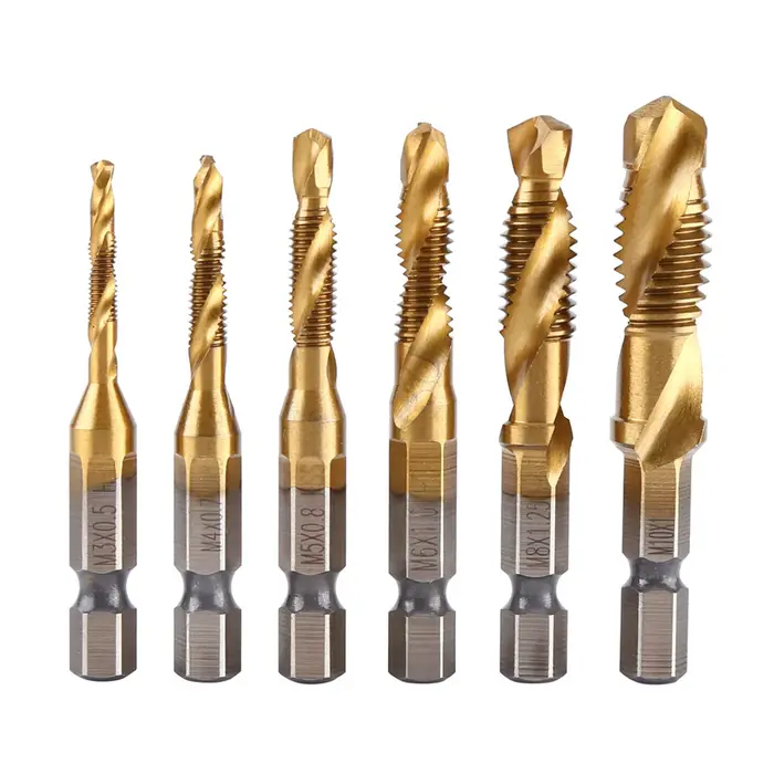 M3-M10 Titane Revêtu HSS Foret et Tarauds 1/4 "Hex Tige Taraudage Outil Filetage