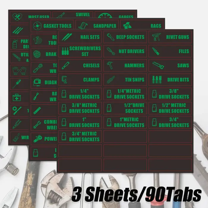 90 étiquettes pour boîte à outils