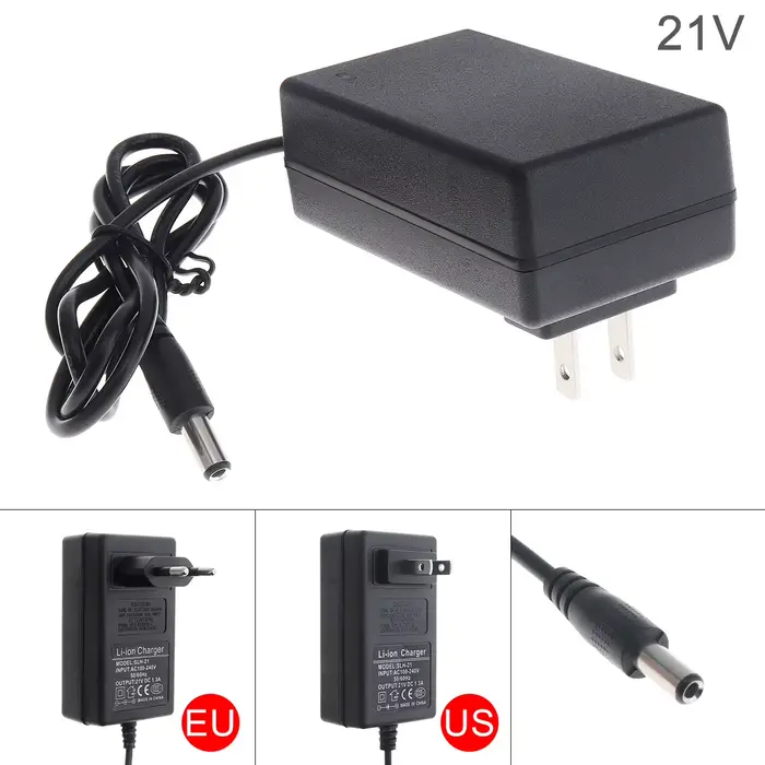 Adaptateur d'alimentation cc 12.6/16.8/17/21/25V, chargeur avec prise ue et prise américaine pour perceuse électrique au Lithium/tournevis/clé